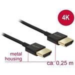 Delock Kabel High Speed HDMI s Ethernetem - HDMI-A samec > HDMI-A samec 3D 4K 0,25 m Slim High Quali