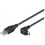 PREMIUMCORD Kabel USB 2.0A-Micro B propojovací úhlový90st. 2m (černý)